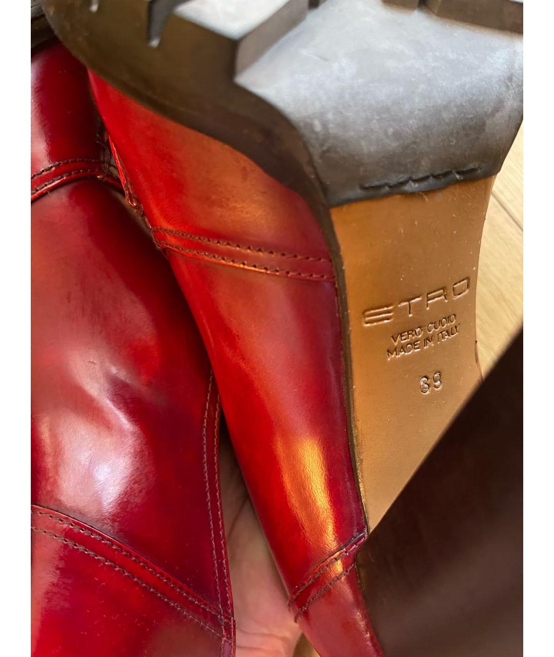 ETRO Бордовые кожаные туфли, фото 6