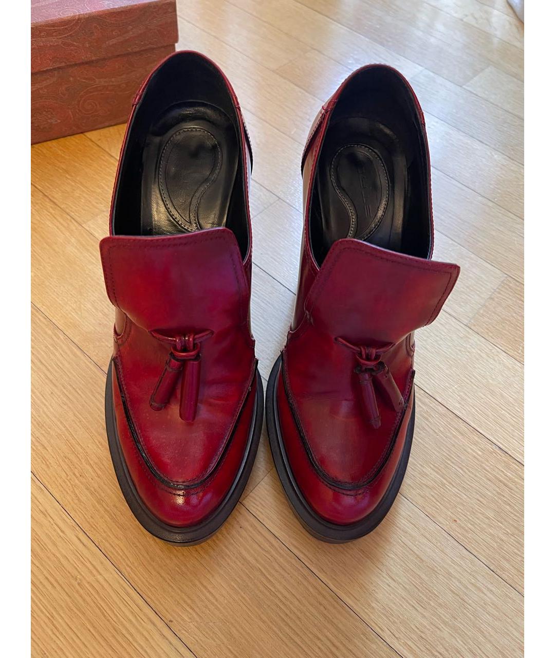 ETRO Бордовые кожаные туфли, фото 2