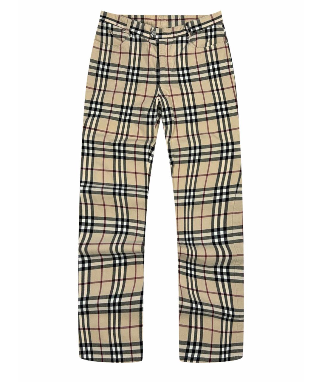 BURBERRY Бежевые хлопковые прямые брюки, фото 1