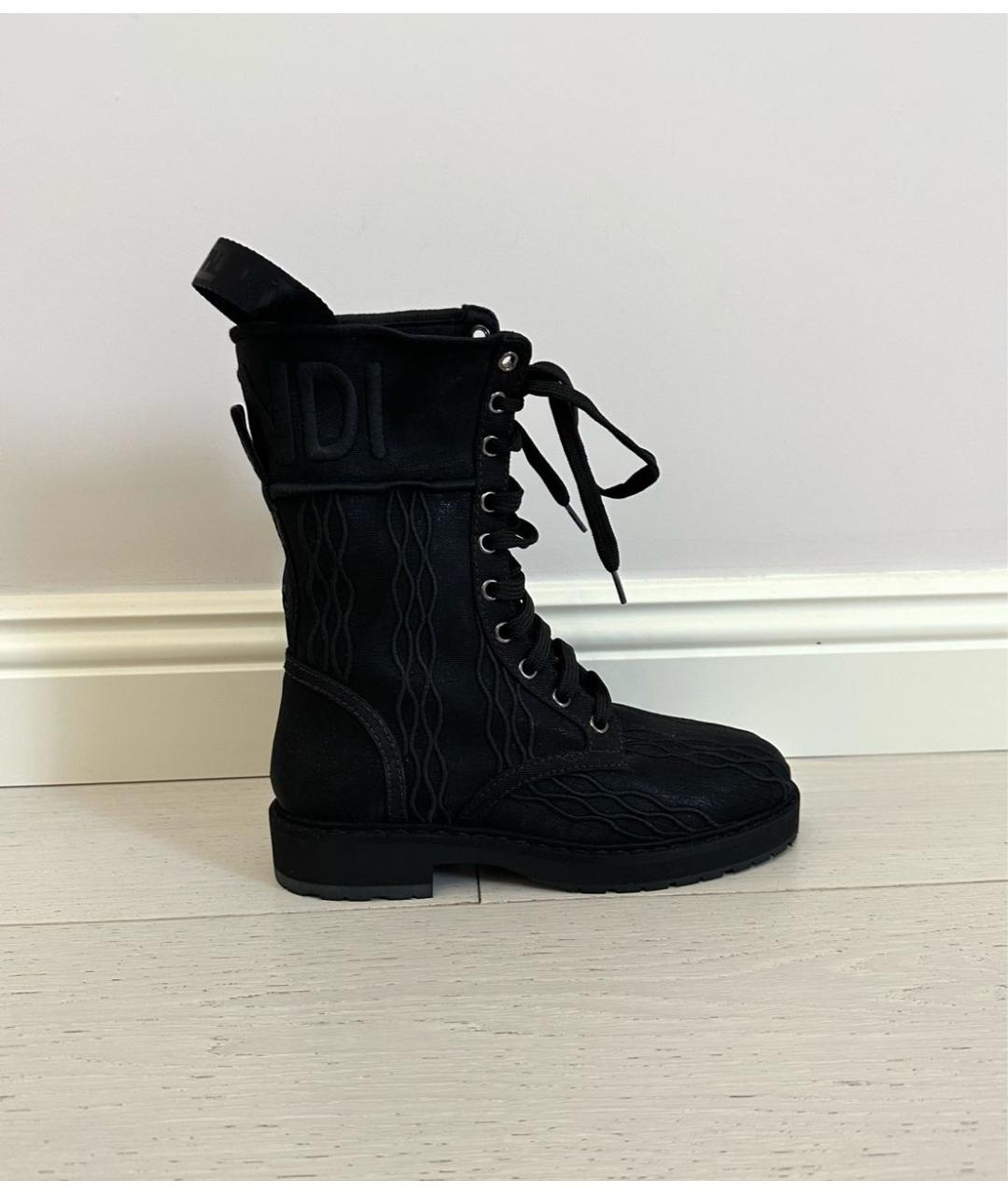 FENDI Черные текстильные ботинки, фото 8