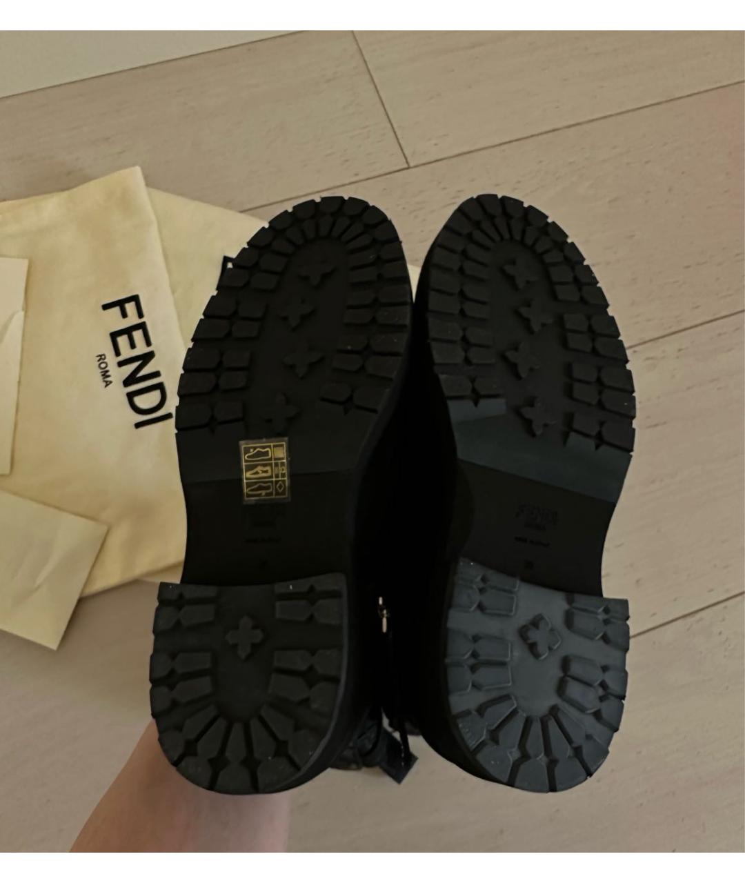 FENDI Черные текстильные ботинки, фото 3