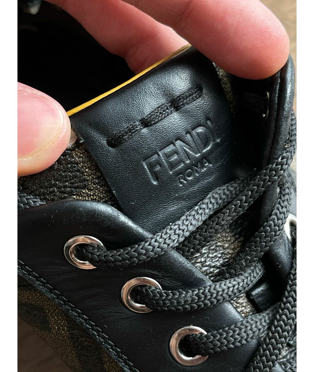FENDI Коричневые кожаные низкие кроссовки / кеды, фото 8