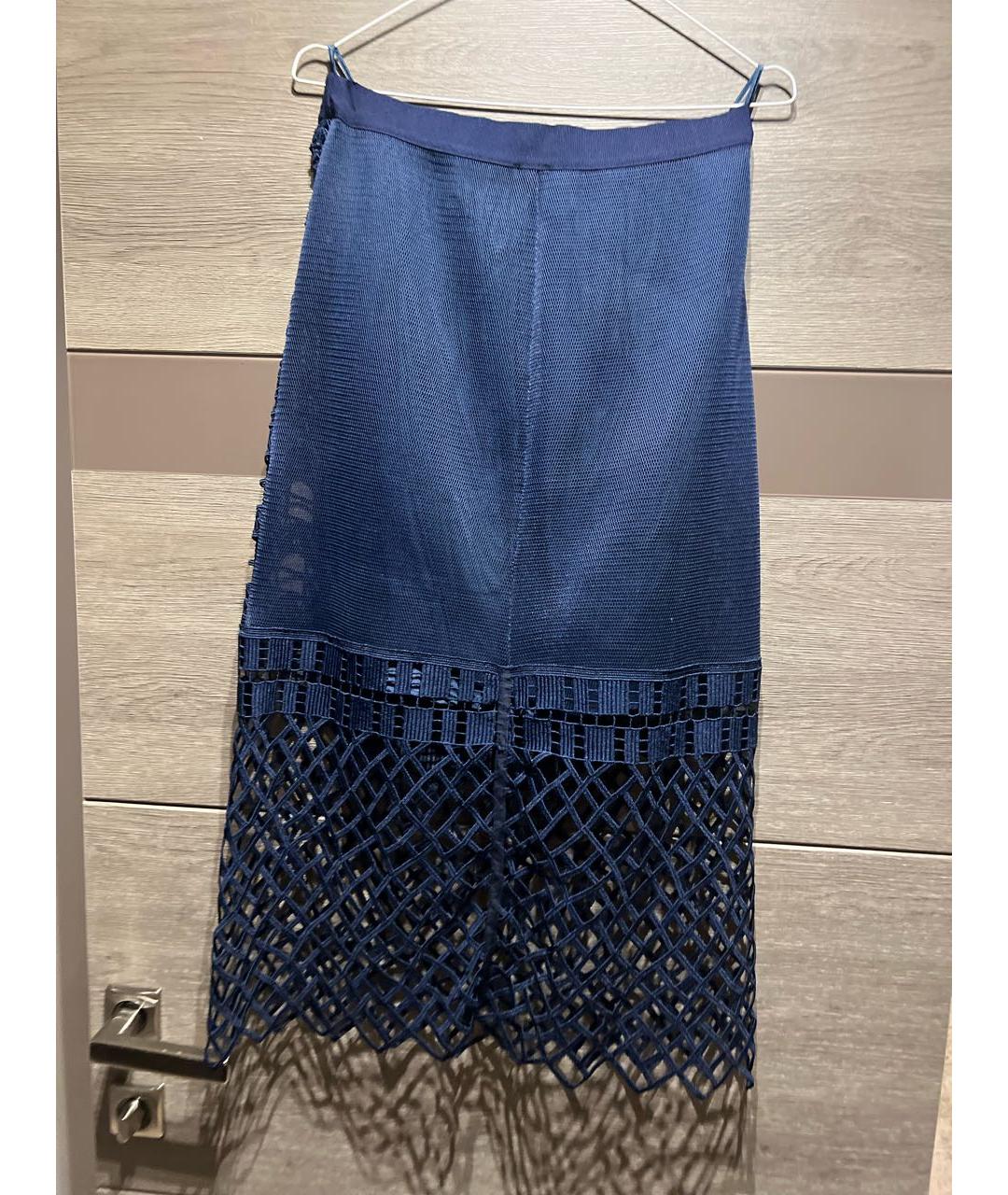 PINKO Темно-синяя кружевная юбка миди, фото 2