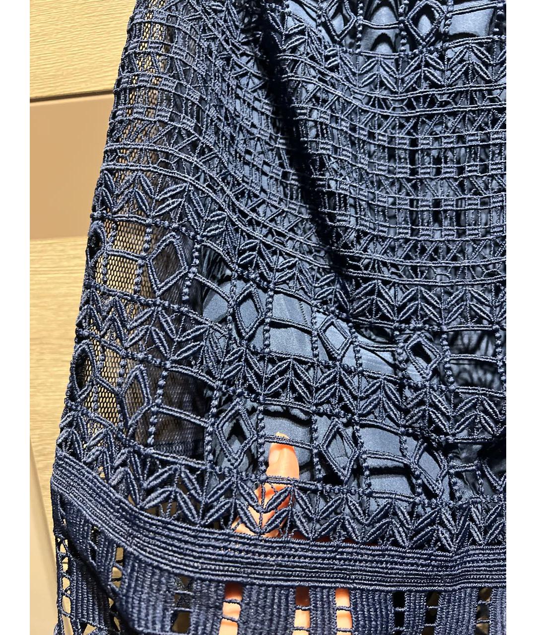 PINKO Темно-синяя кружевная юбка миди, фото 4