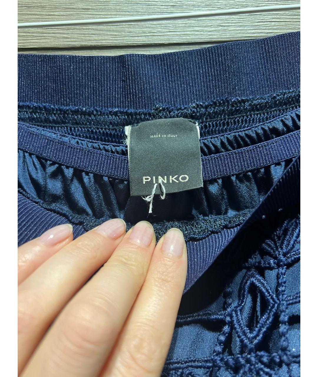 PINKO Темно-синяя кружевная юбка миди, фото 3