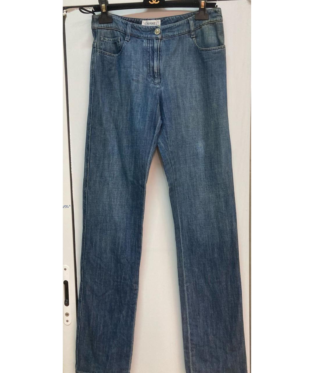 CHANEL PRE-OWNED Синие хлопковые прямые джинсы, фото 9