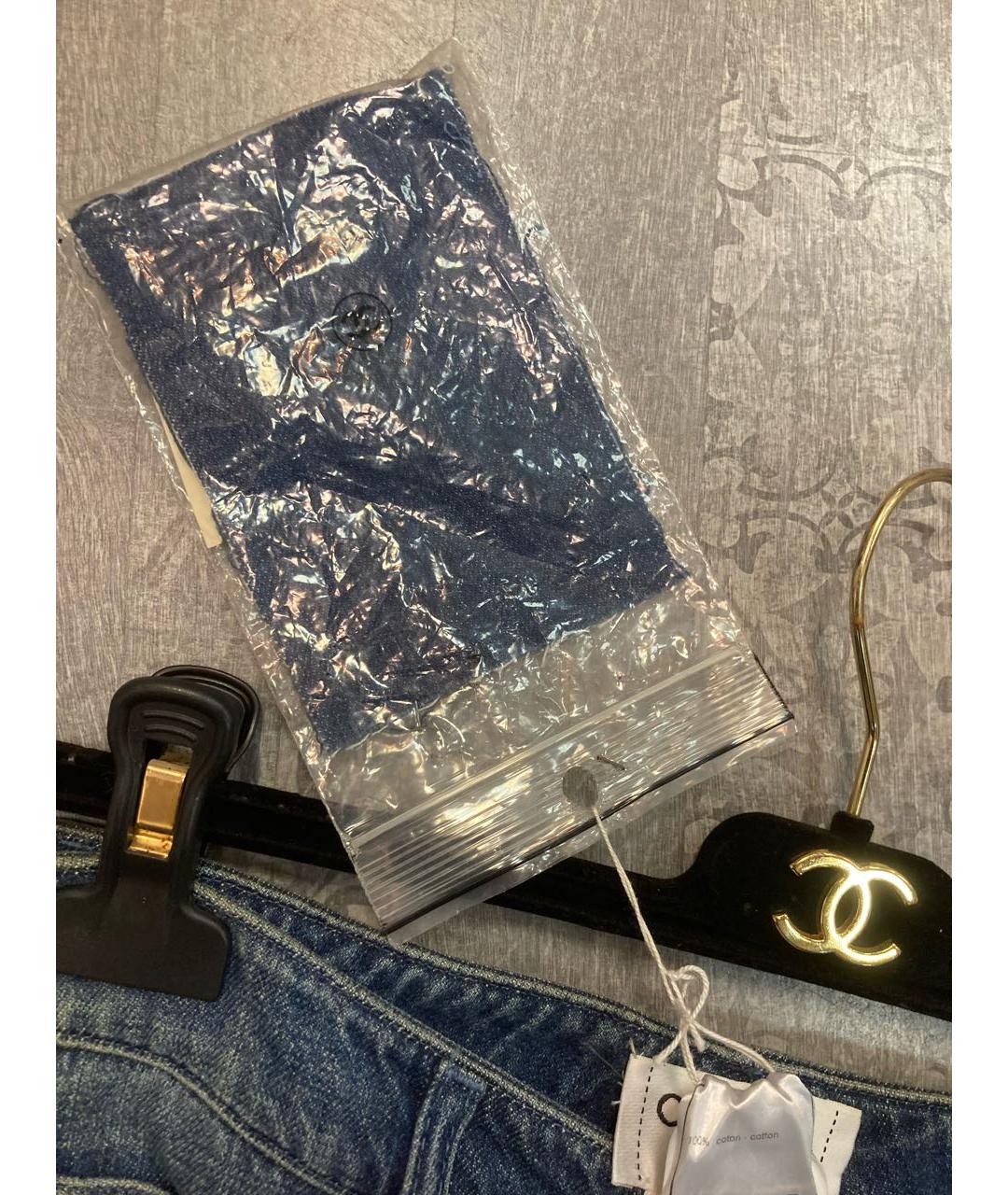 CHANEL PRE-OWNED Синие хлопковые прямые джинсы, фото 7