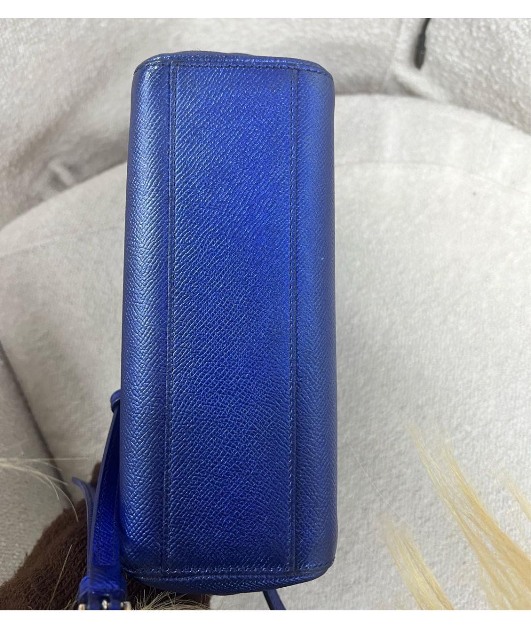 DOLCE&GABBANA Синяя кожаная сумка с короткими ручками, фото 6