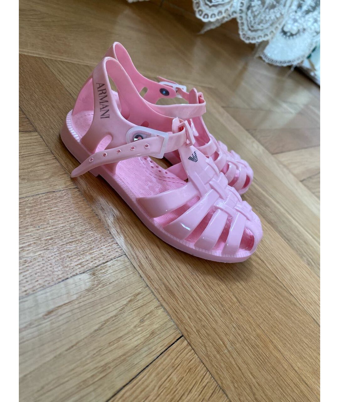 ARMANI JUNIOR Розовые резиновые сандалии и шлепанцы, фото 6