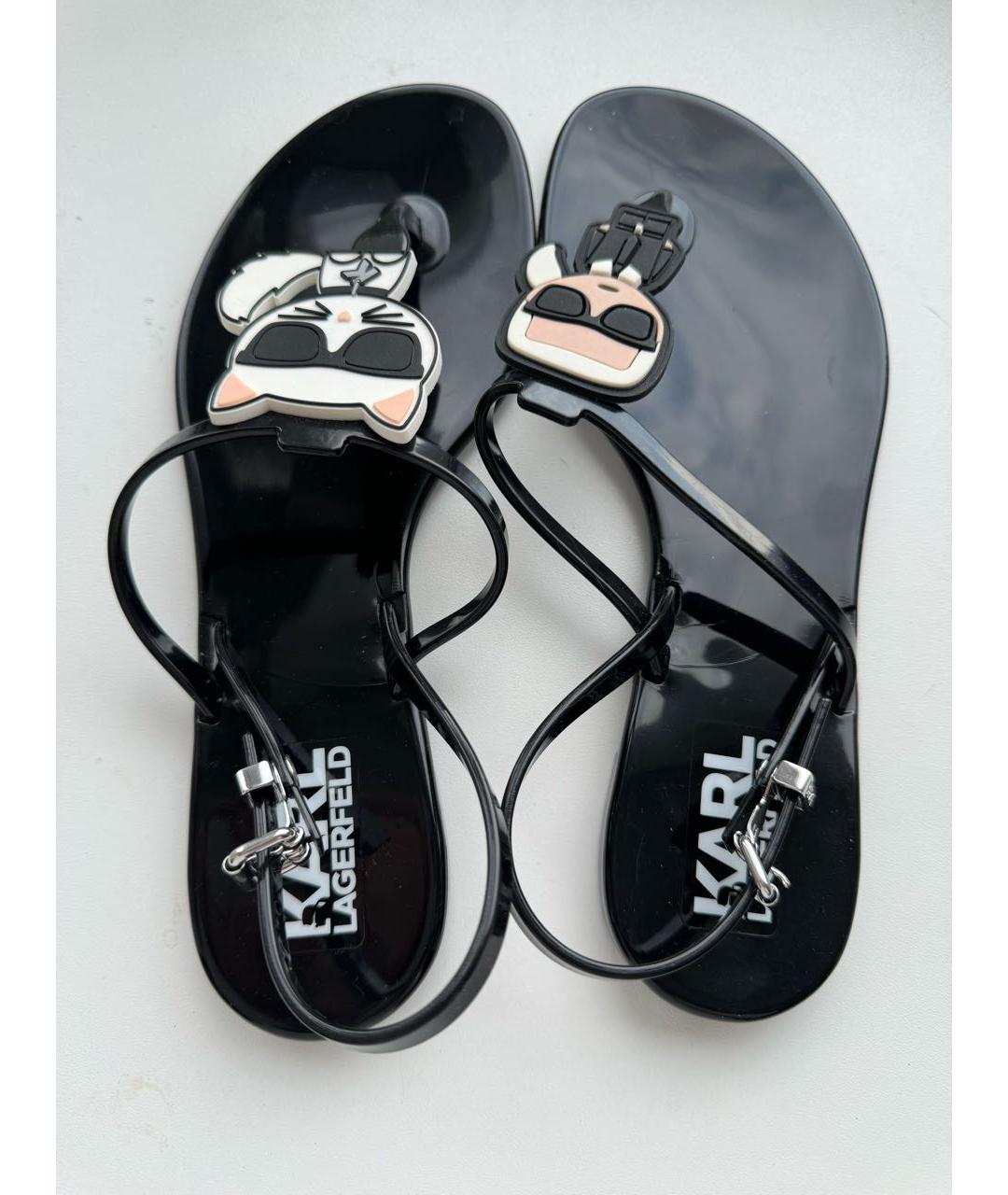 KARL LAGERFELD Черные резиновые сандалии, фото 3