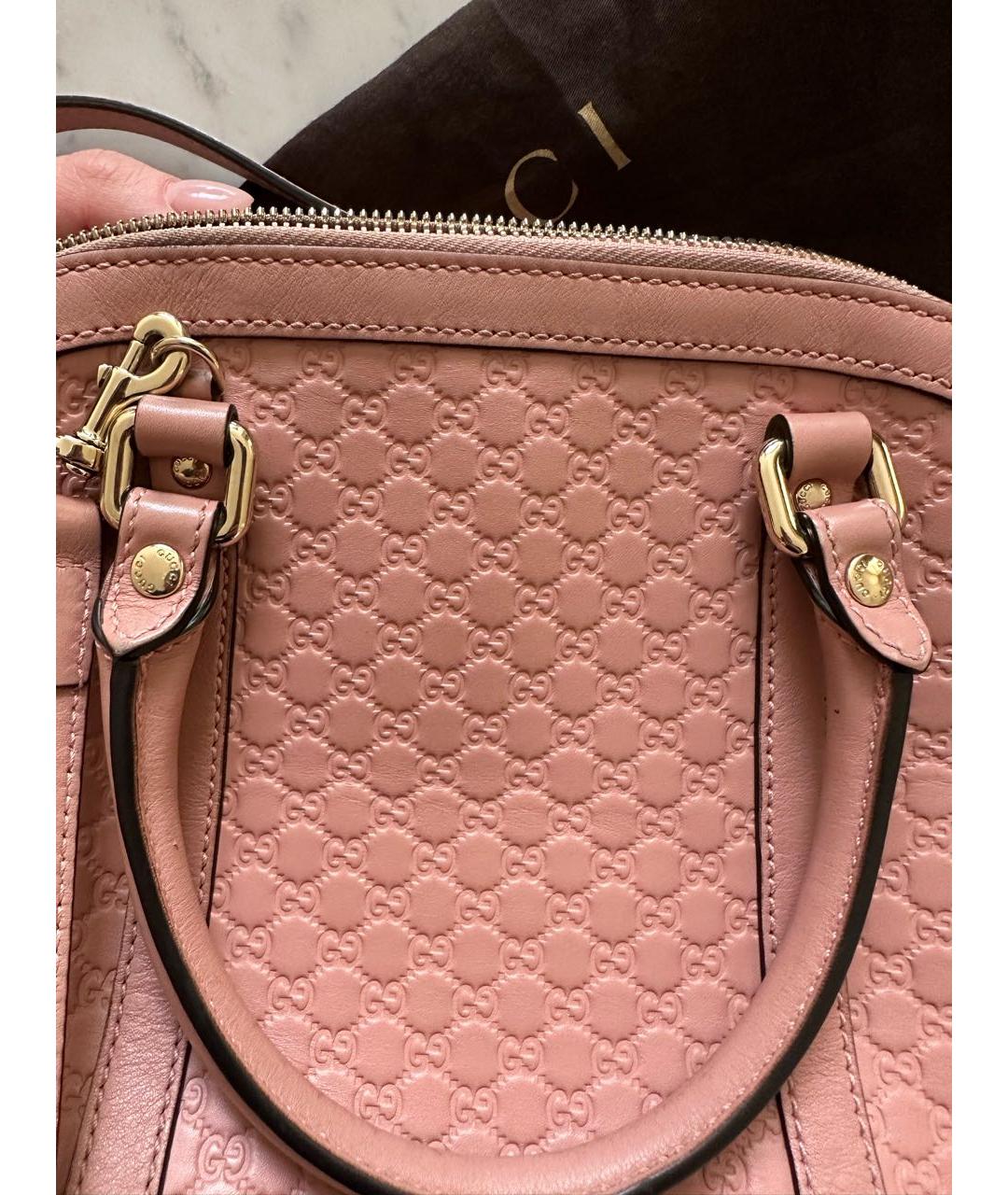 GUCCI Розовая кожаная сумка с короткими ручками, фото 7