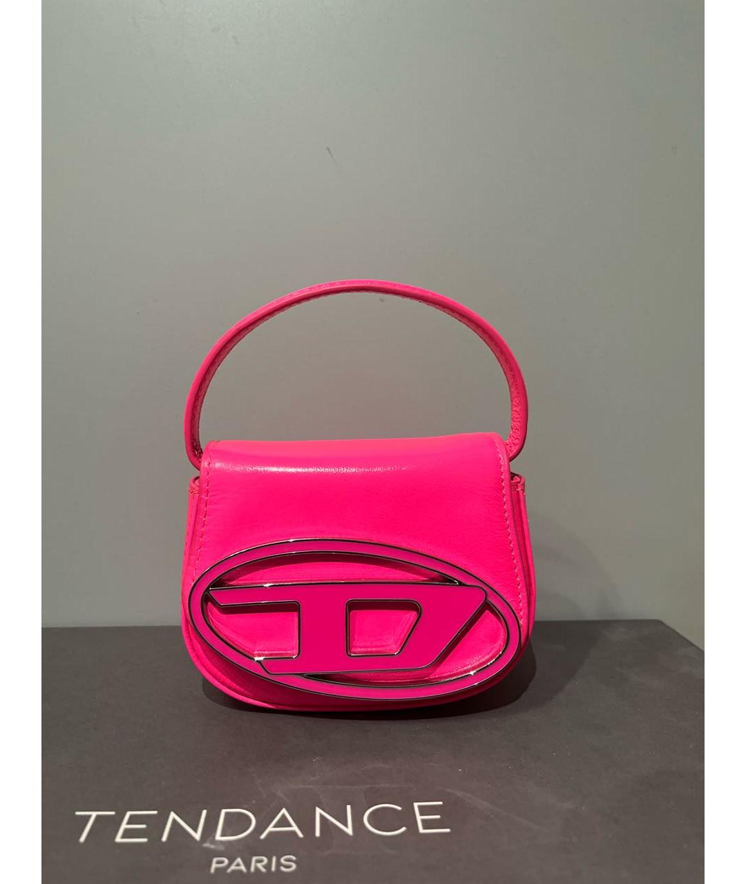 DIESEL Розовая кожаная сумка с короткими ручками, фото 7
