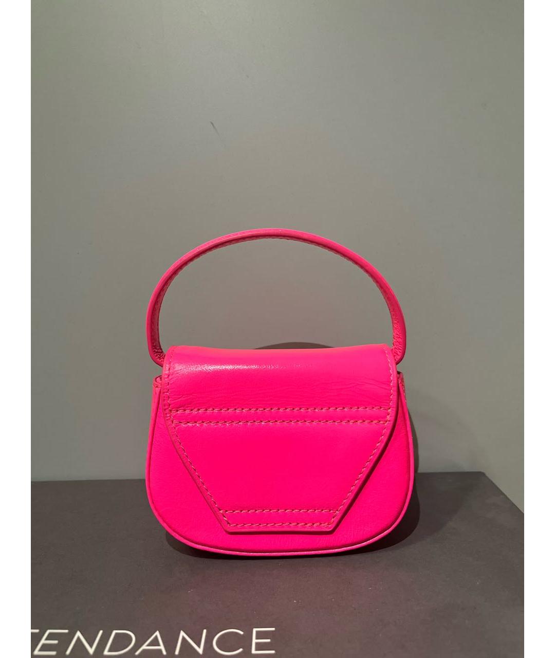 DIESEL Розовая кожаная сумка с короткими ручками, фото 3