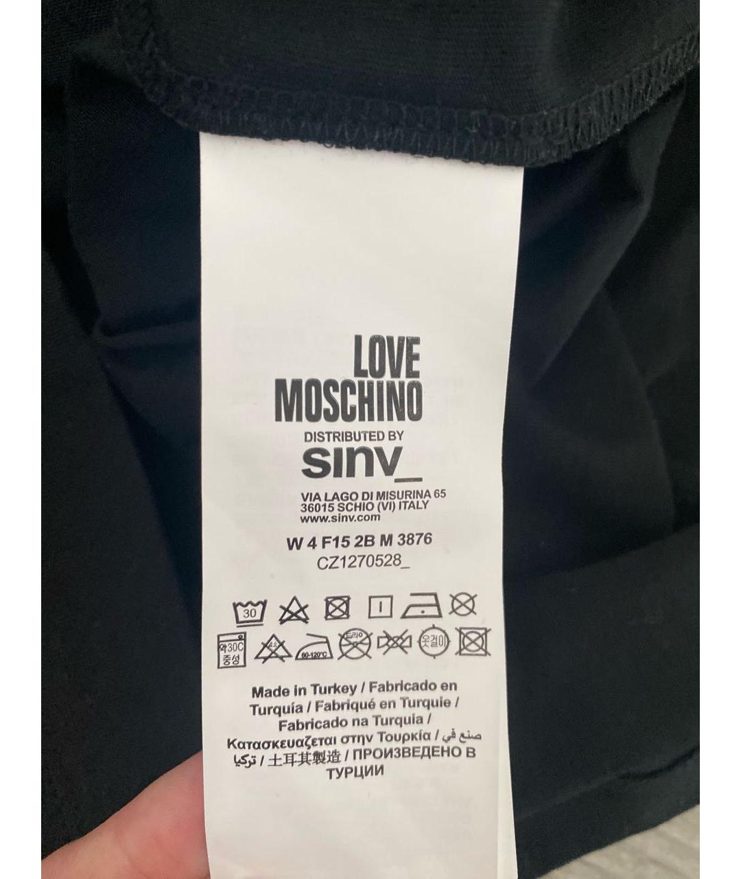 LOVE MOSCHINO Черная хлопковая футболка, фото 4