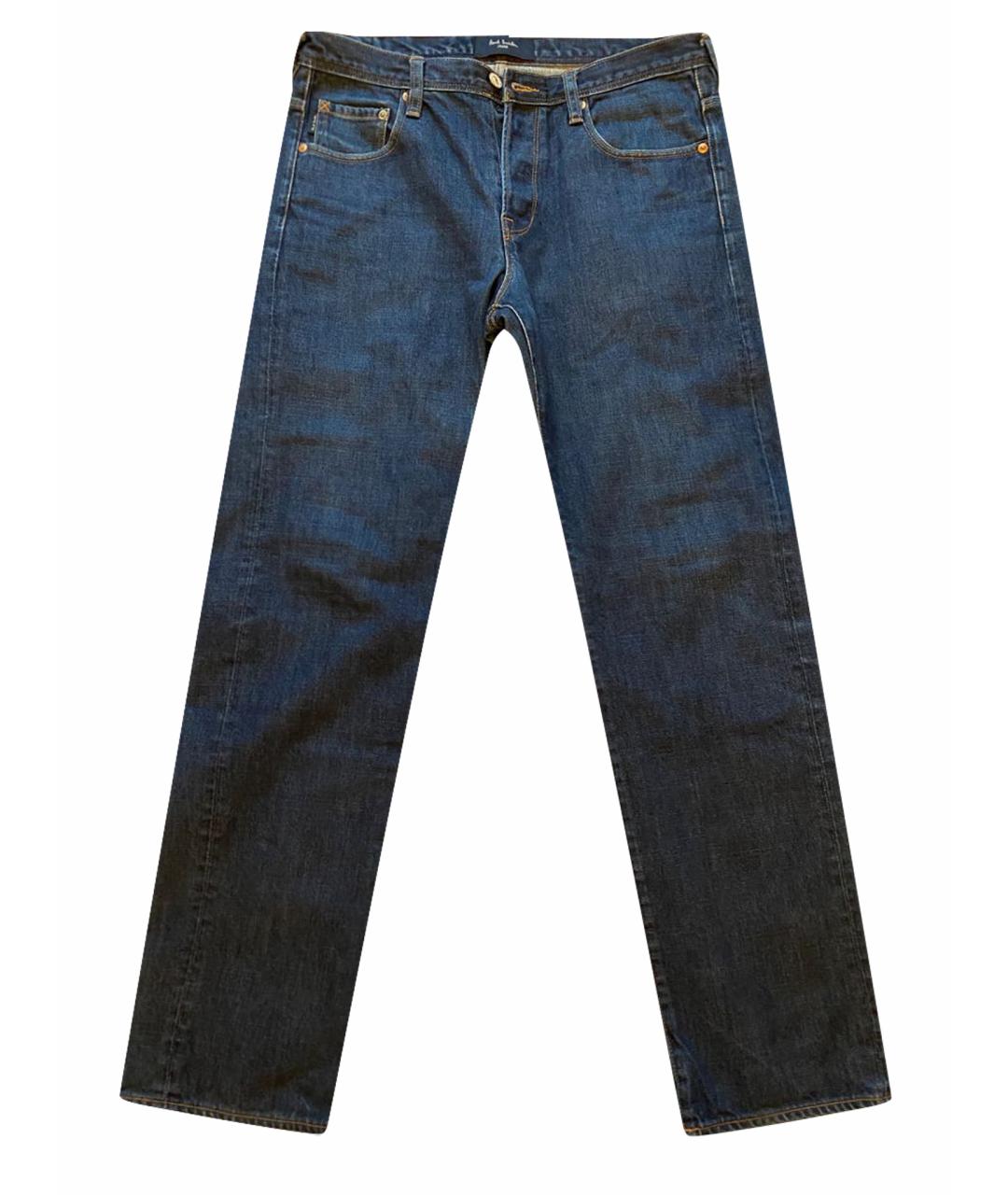 PAUL SMITH Темно-синие хлопковые прямые джинсы, фото 1