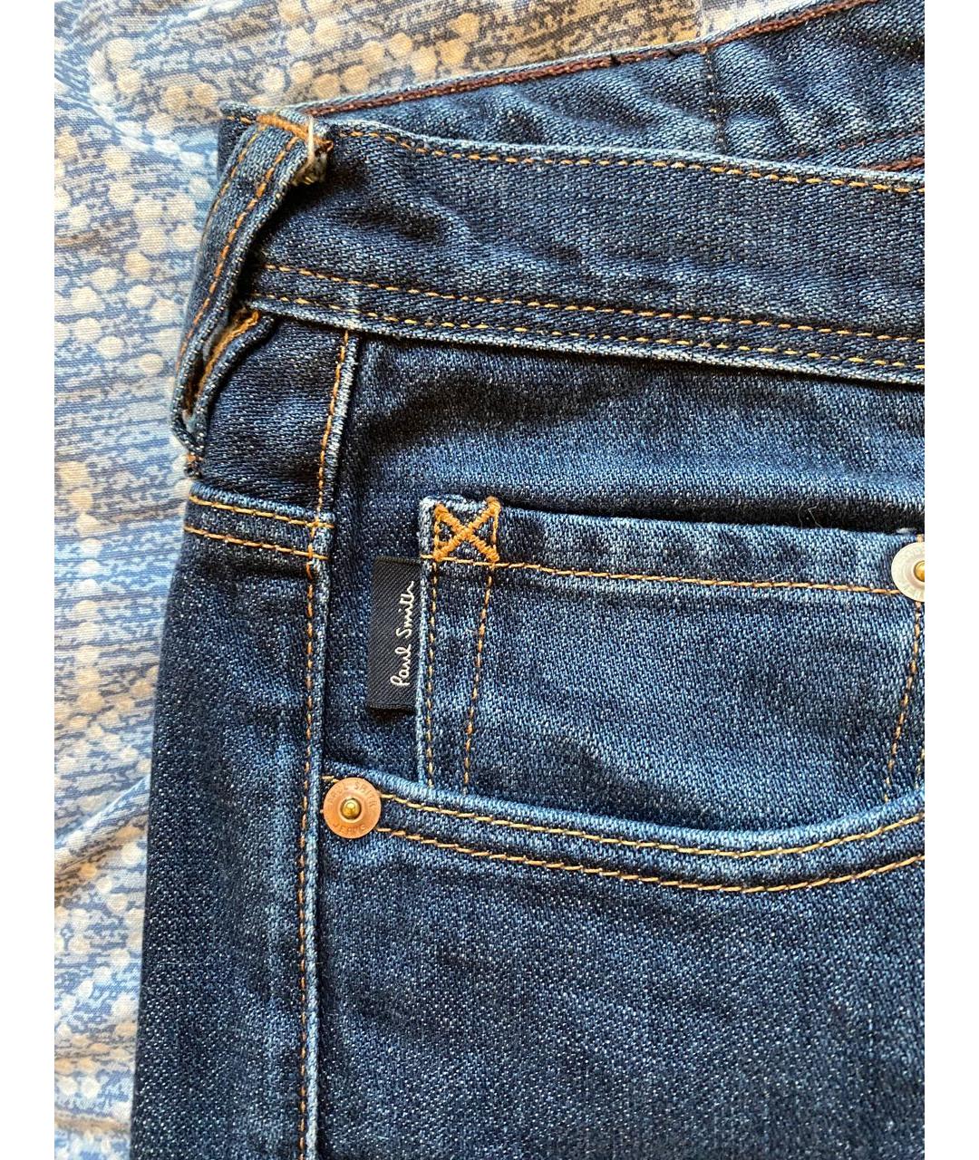 PAUL SMITH Темно-синие хлопковые прямые джинсы, фото 8