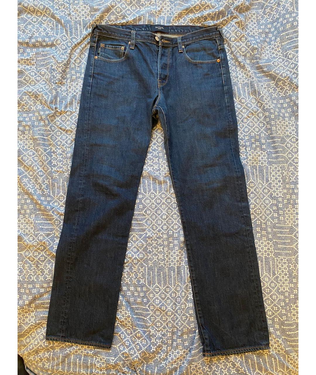 PAUL SMITH Темно-синие хлопковые прямые джинсы, фото 9