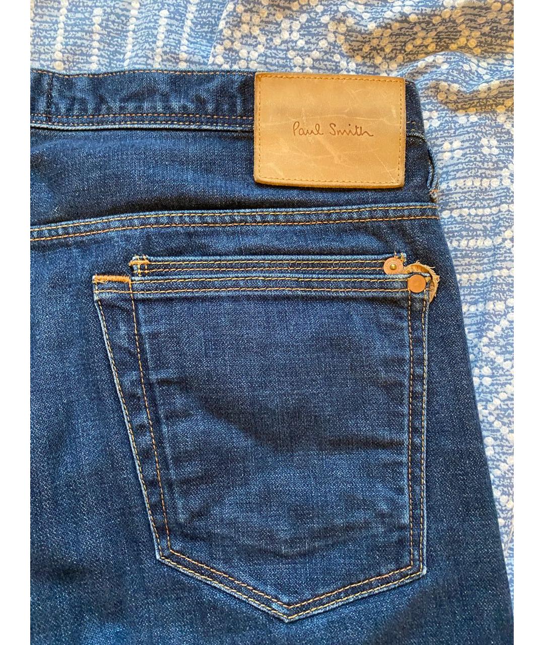 PAUL SMITH Темно-синие хлопковые прямые джинсы, фото 4