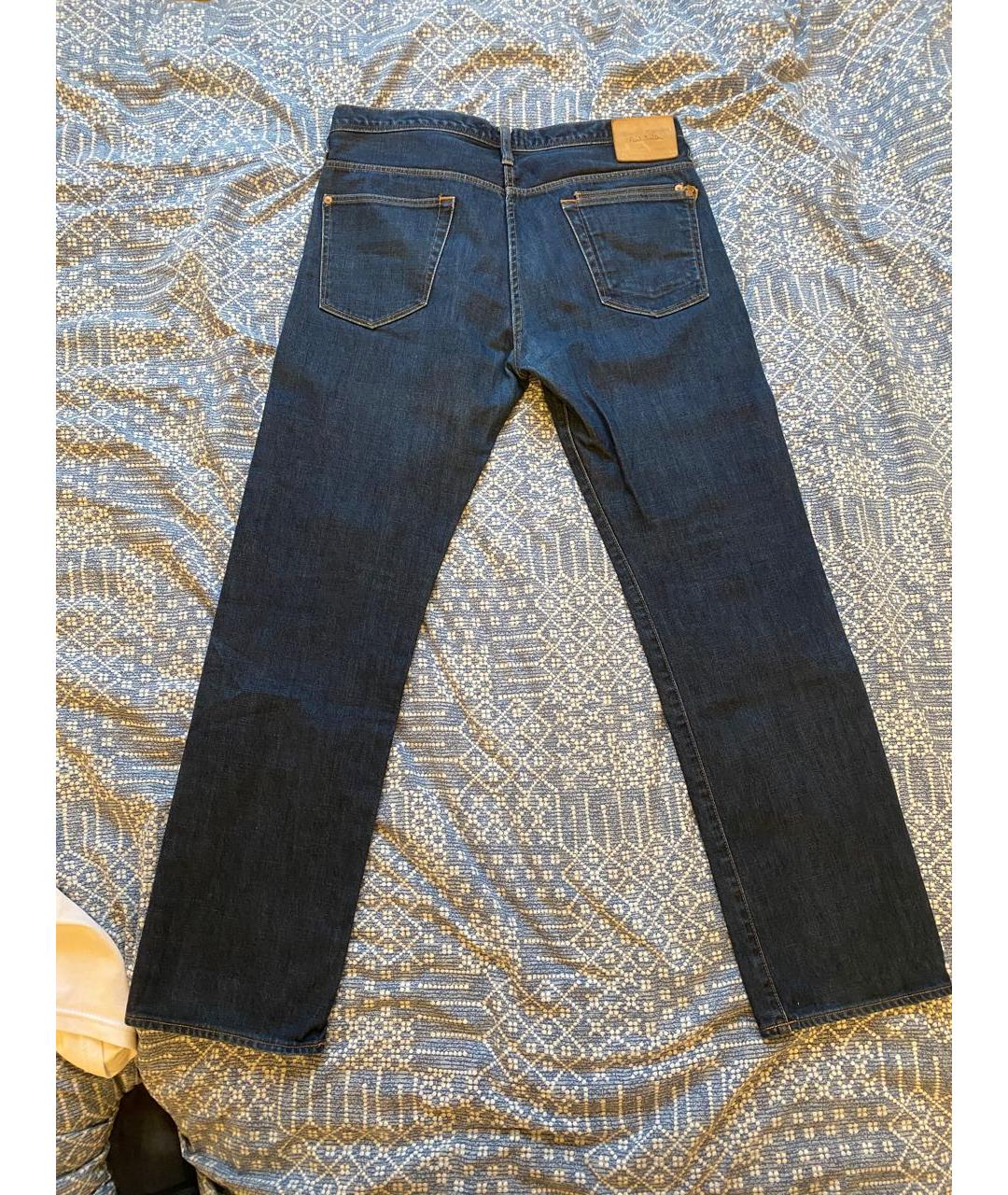 PAUL SMITH Темно-синие хлопковые прямые джинсы, фото 2