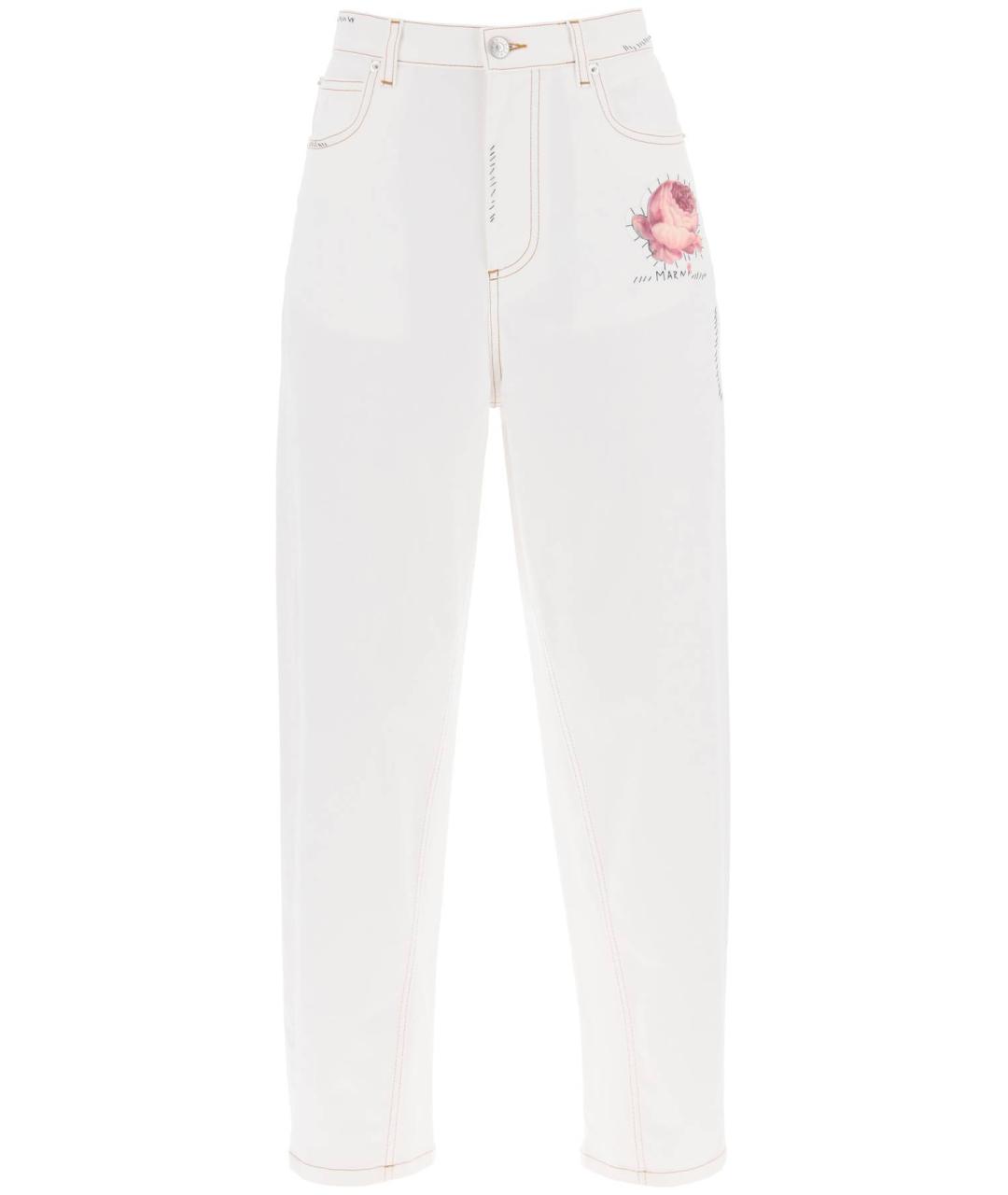MARNI Белые хлопковые прямые джинсы, фото 2