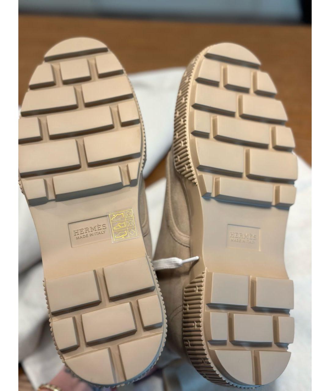 HERMES PRE-OWNED Бежевые замшевые ботинки, фото 4