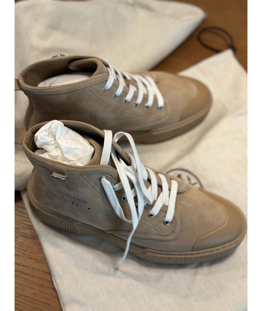 HERMES PRE-OWNED Бежевые замшевые ботинки, фото 3