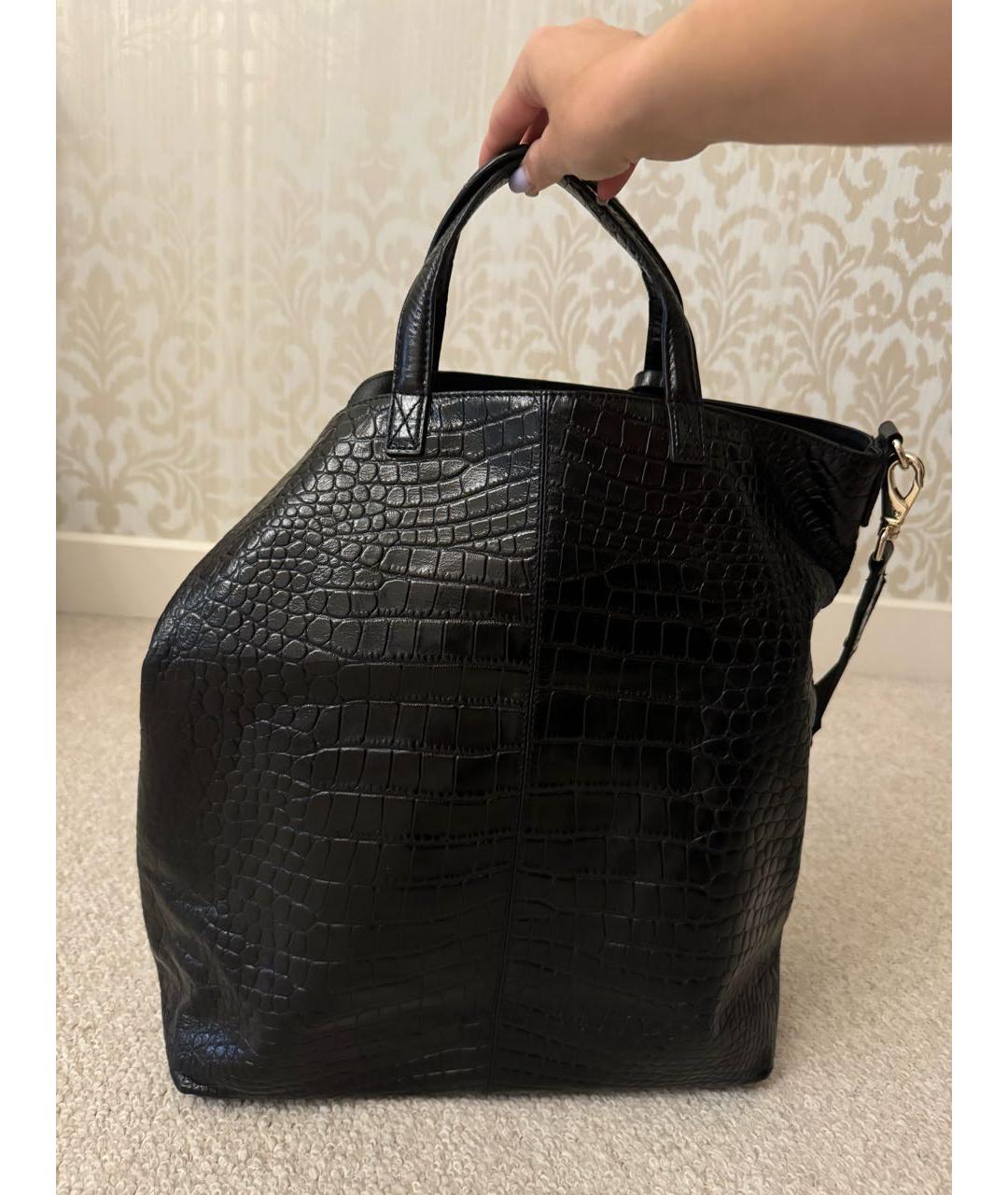 DKNY Черная кожаная сумка тоут, фото 3