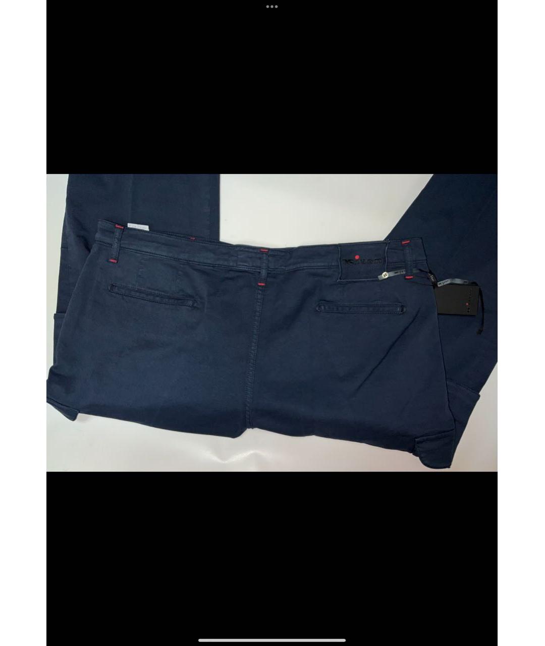 KITON Темно-синие хлопко-эластановые прямые джинсы, фото 3