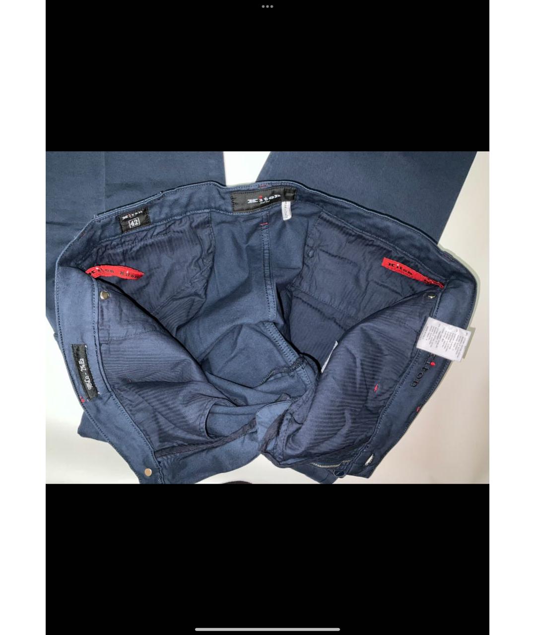 KITON Темно-синие хлопко-эластановые прямые джинсы, фото 5