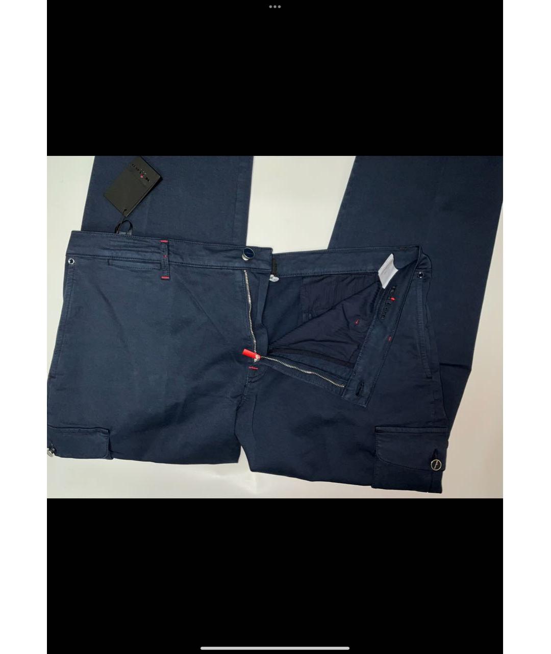 KITON Темно-синие хлопко-эластановые прямые джинсы, фото 4