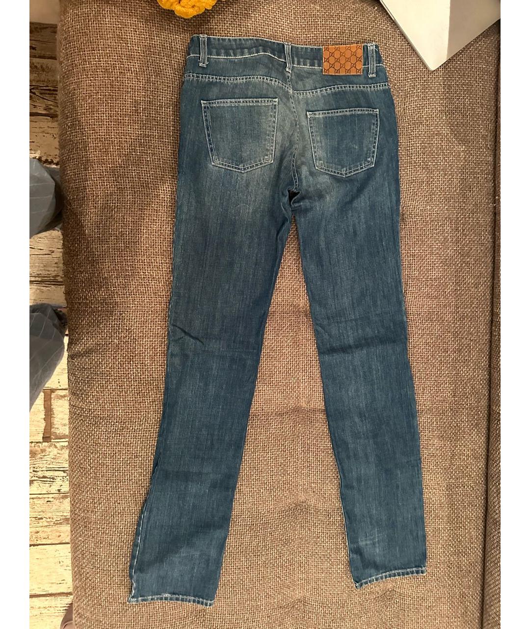 GUCCI Темно-синие хлопковые прямые джинсы, фото 2