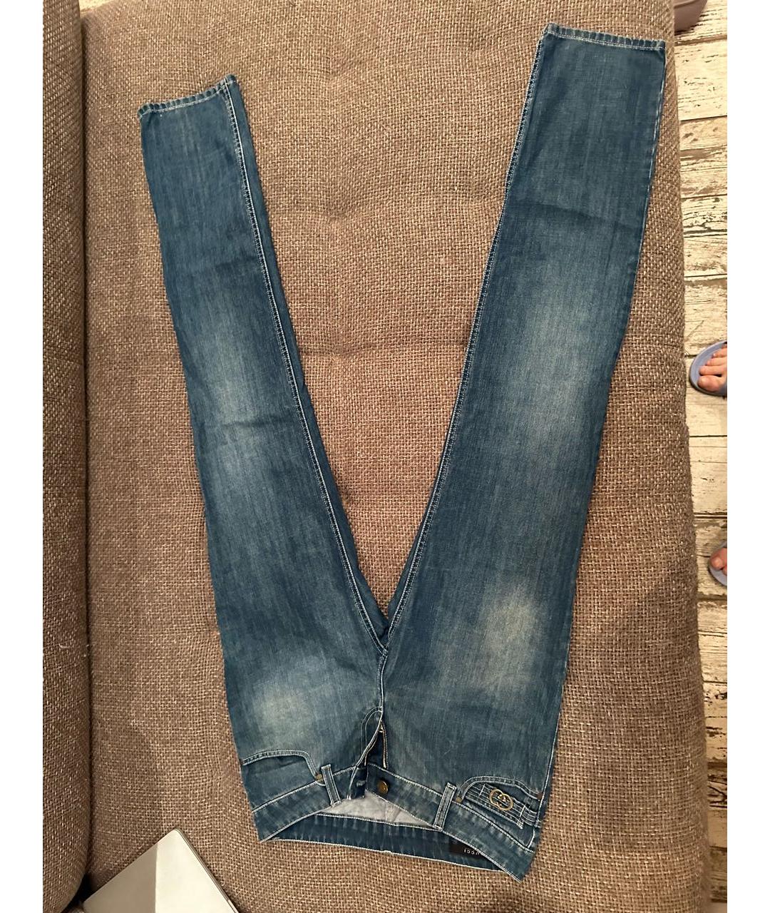 GUCCI Темно-синие хлопковые прямые джинсы, фото 5