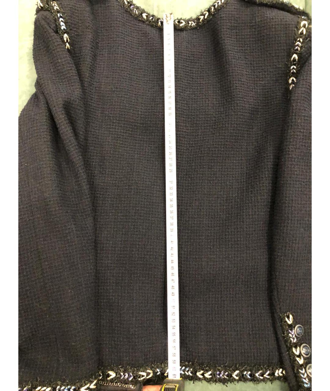 CHANEL PRE-OWNED Темно-синий твидовый жакет/пиджак, фото 5