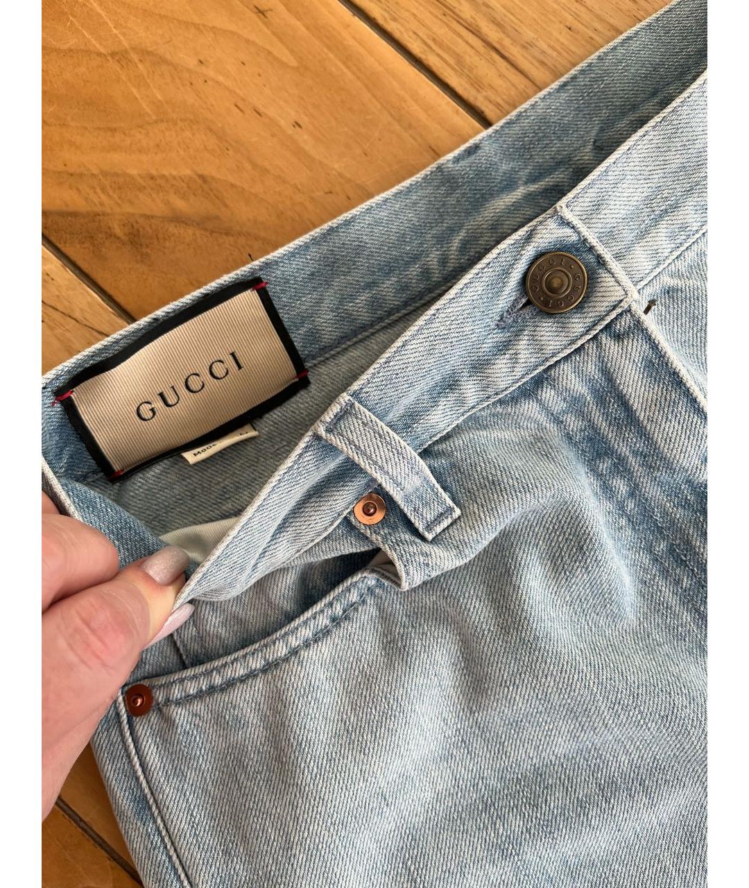GUCCI Голубые прямые джинсы, фото 3