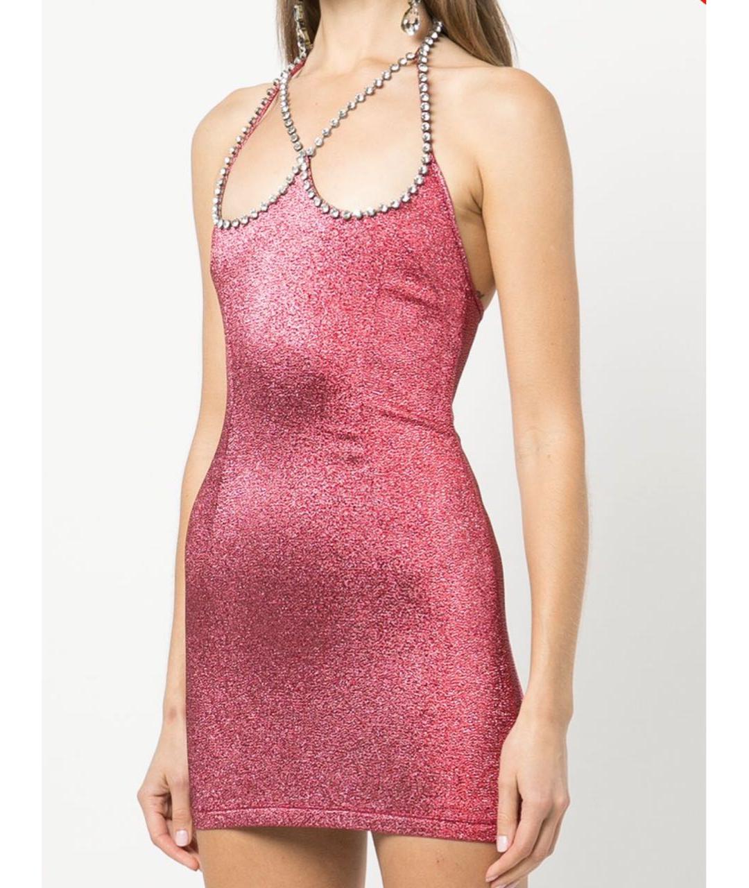 AREA Бордовое вискозное коктейльное платье, фото 3
