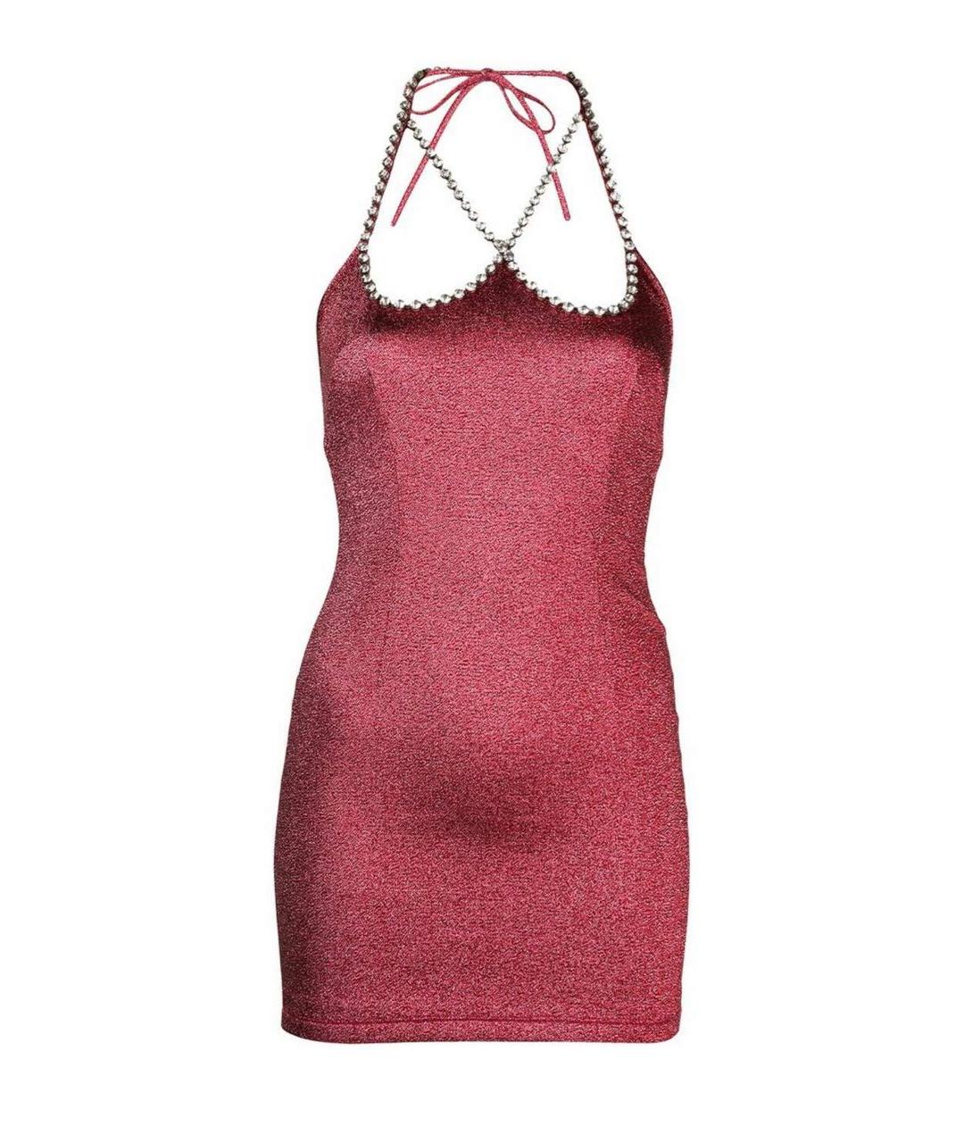 AREA Бордовое вискозное коктейльное платье, фото 1
