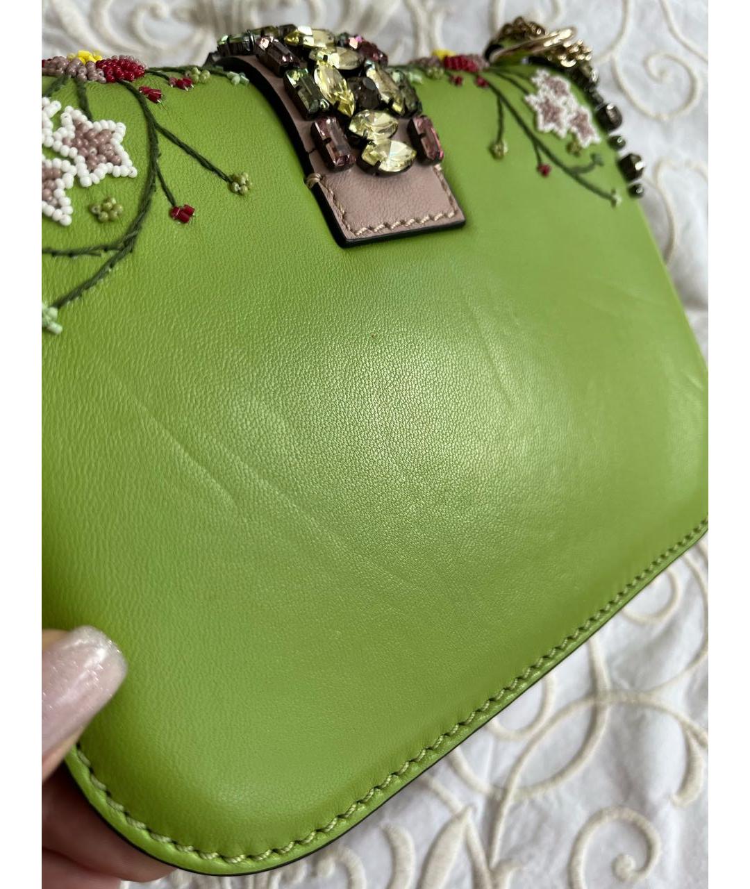 VALENTINO Зеленая кожаная сумка через плечо, фото 8