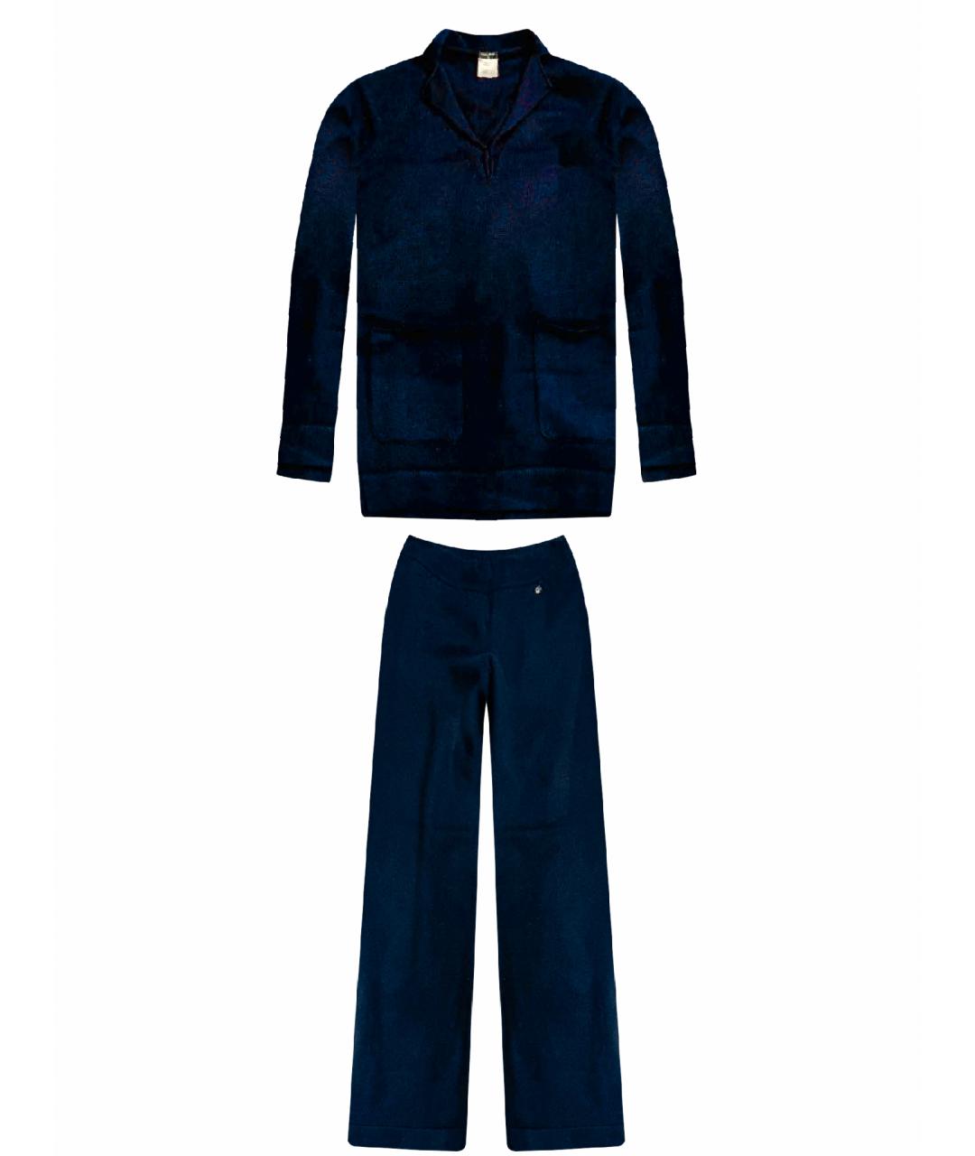 CHANEL PRE-OWNED Темно-синий кашемировый костюм с брюками, фото 1