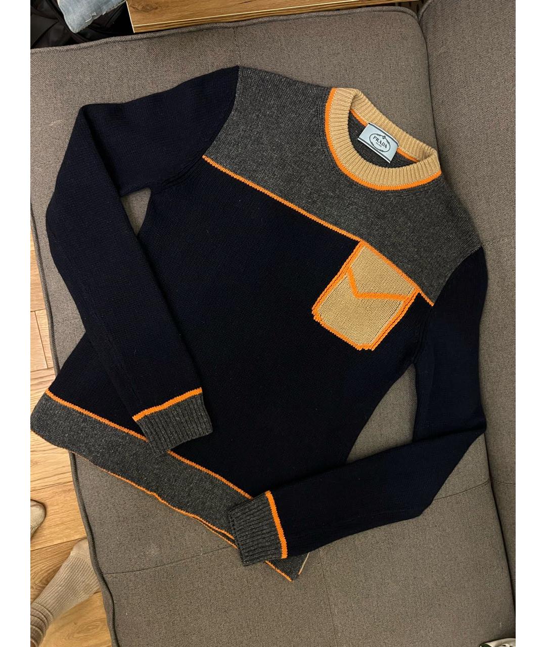 PRADA Темно-синий шерстяной джемпер / свитер, фото 9