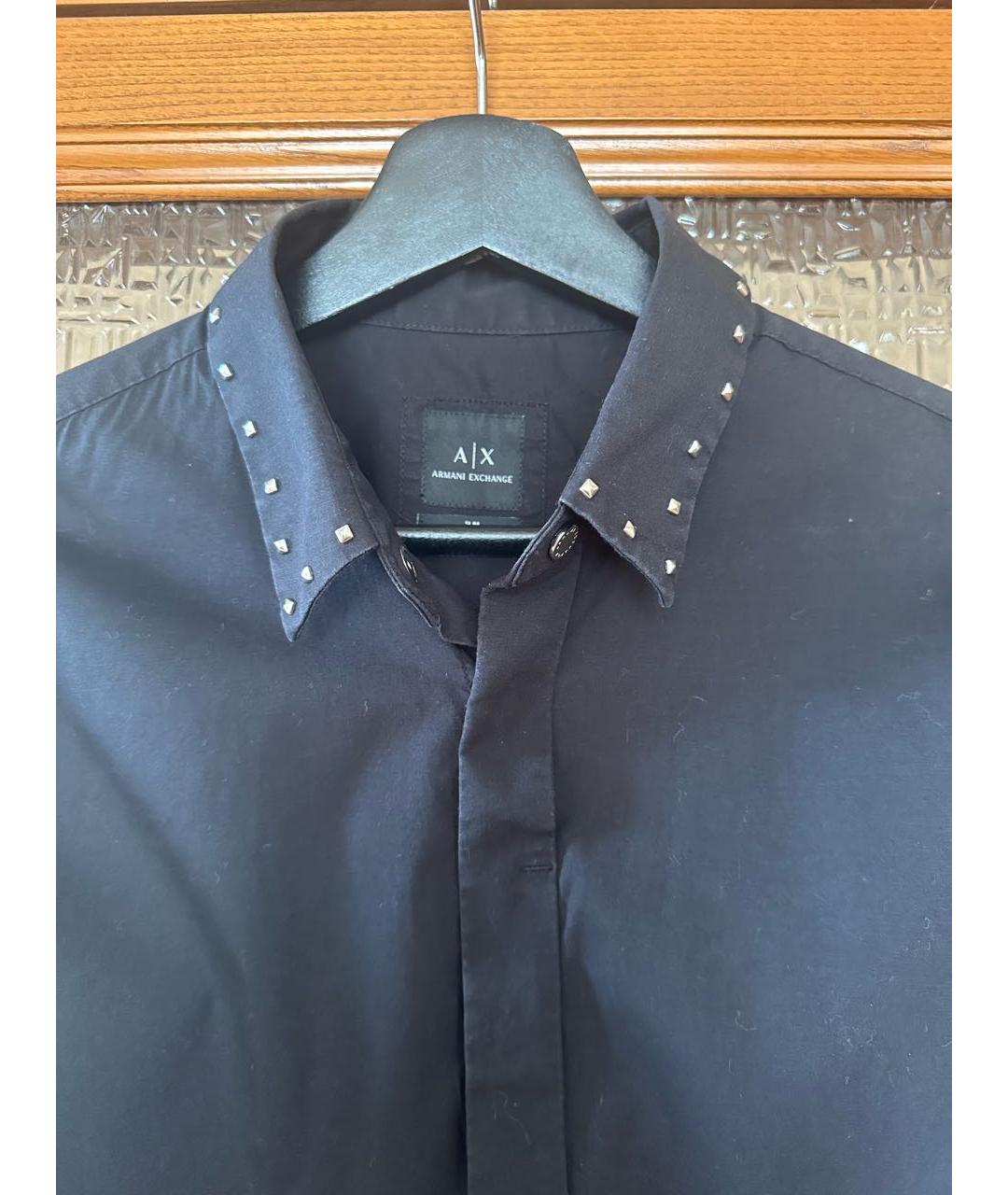 ARMANI EXCHANGE Черная хлопковая классическая рубашка, фото 2