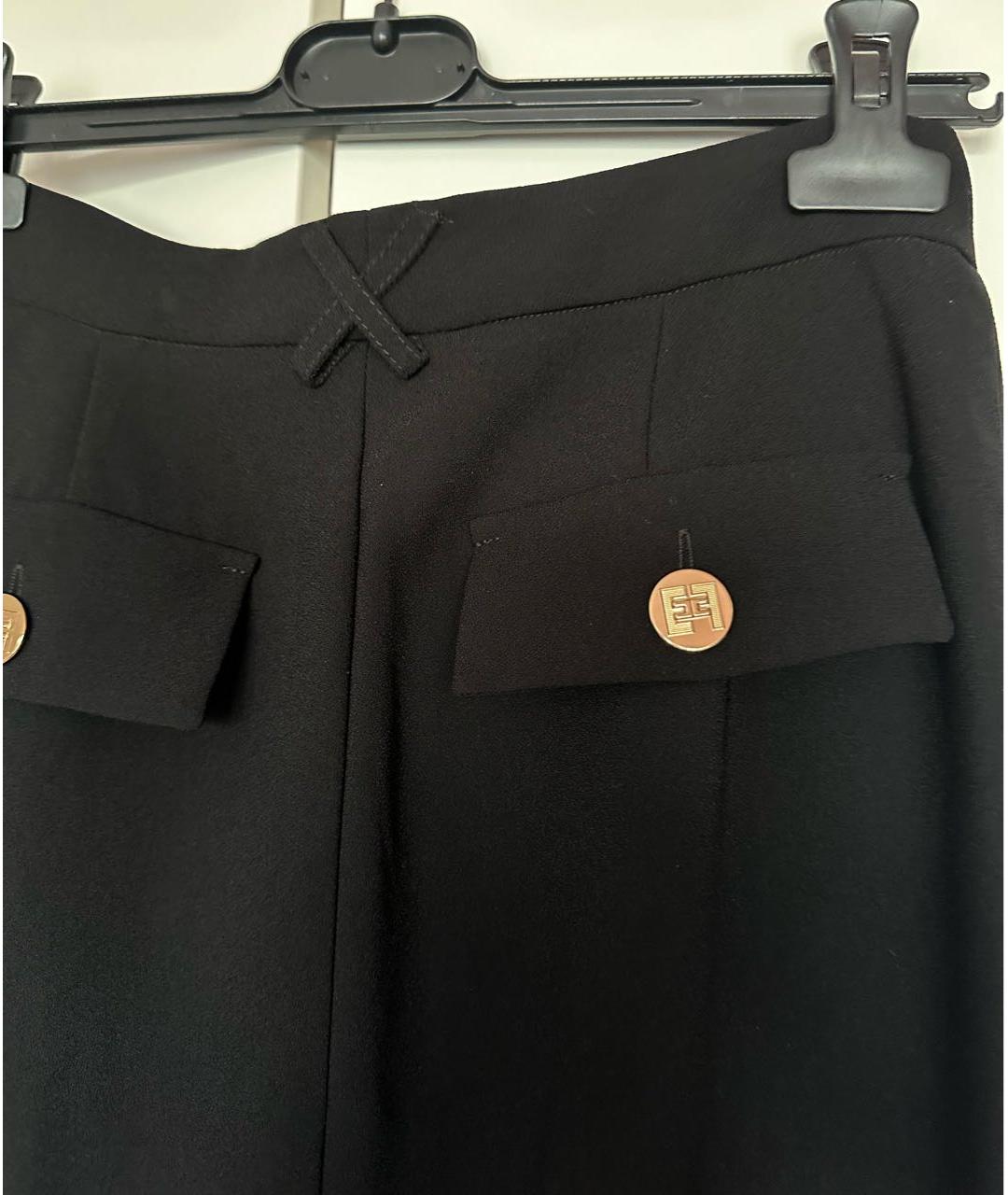 ELISABETTA FRANCHI Черные полиэстеровые брюки широкие, фото 5
