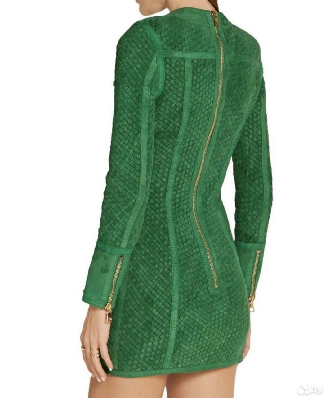 BALMAIN Зеленые замшевое вечернее платье, фото 2