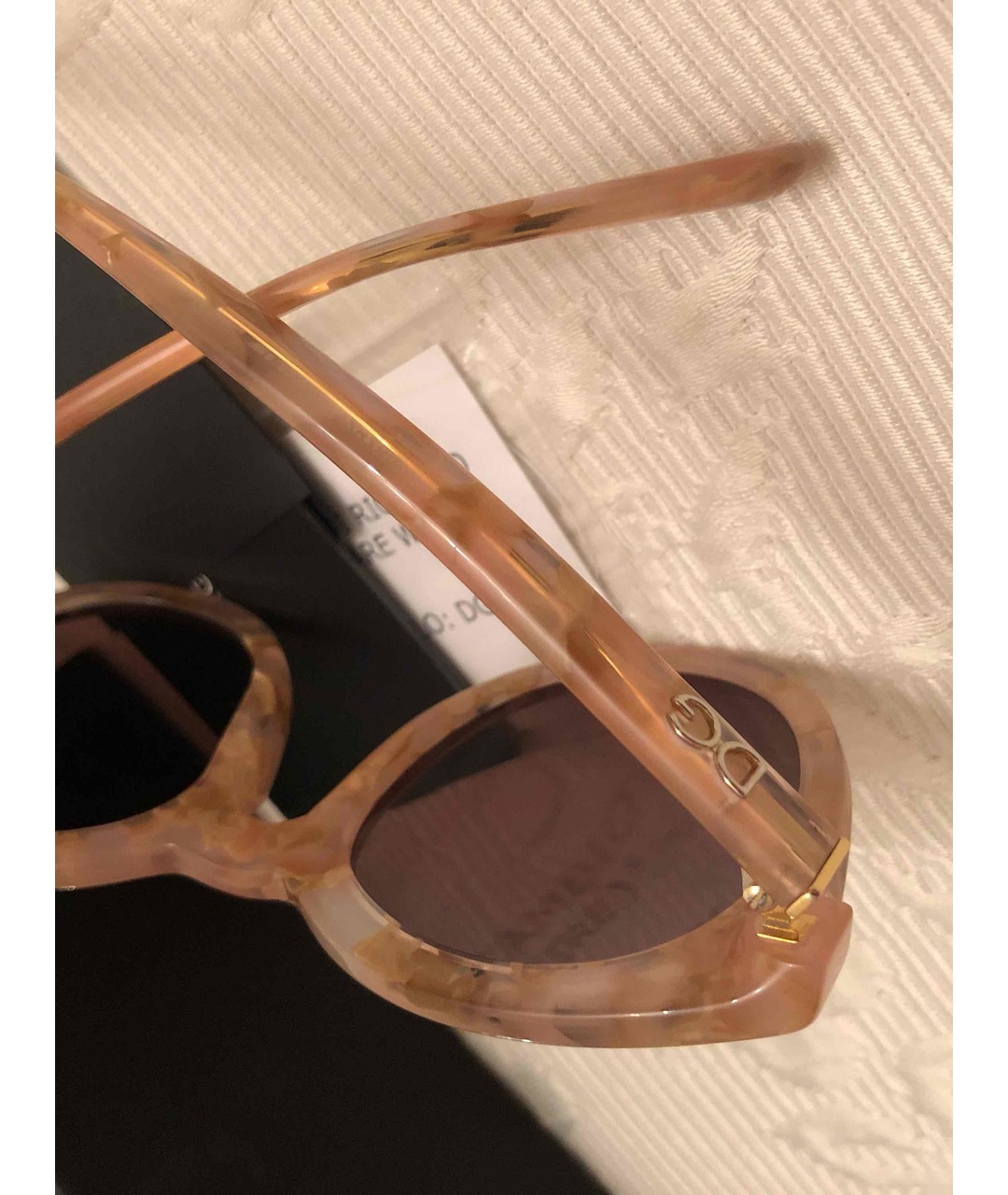 DOLCE&GABBANA Бежевые пластиковые солнцезащитные очки, фото 2