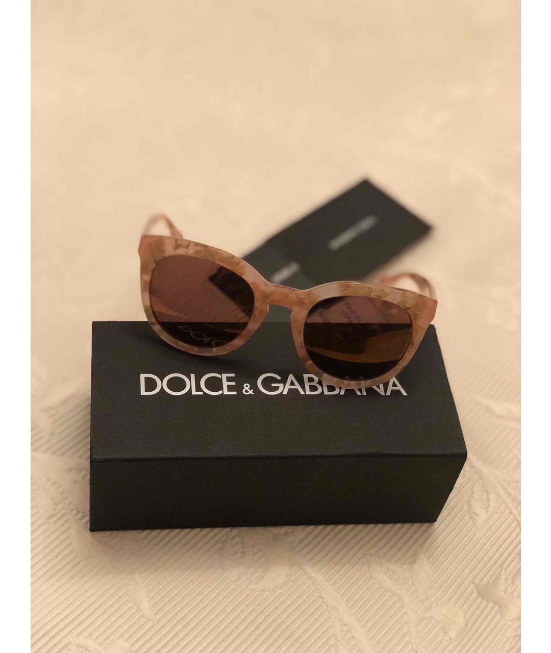 DOLCE&GABBANA Бежевые пластиковые солнцезащитные очки, фото 5