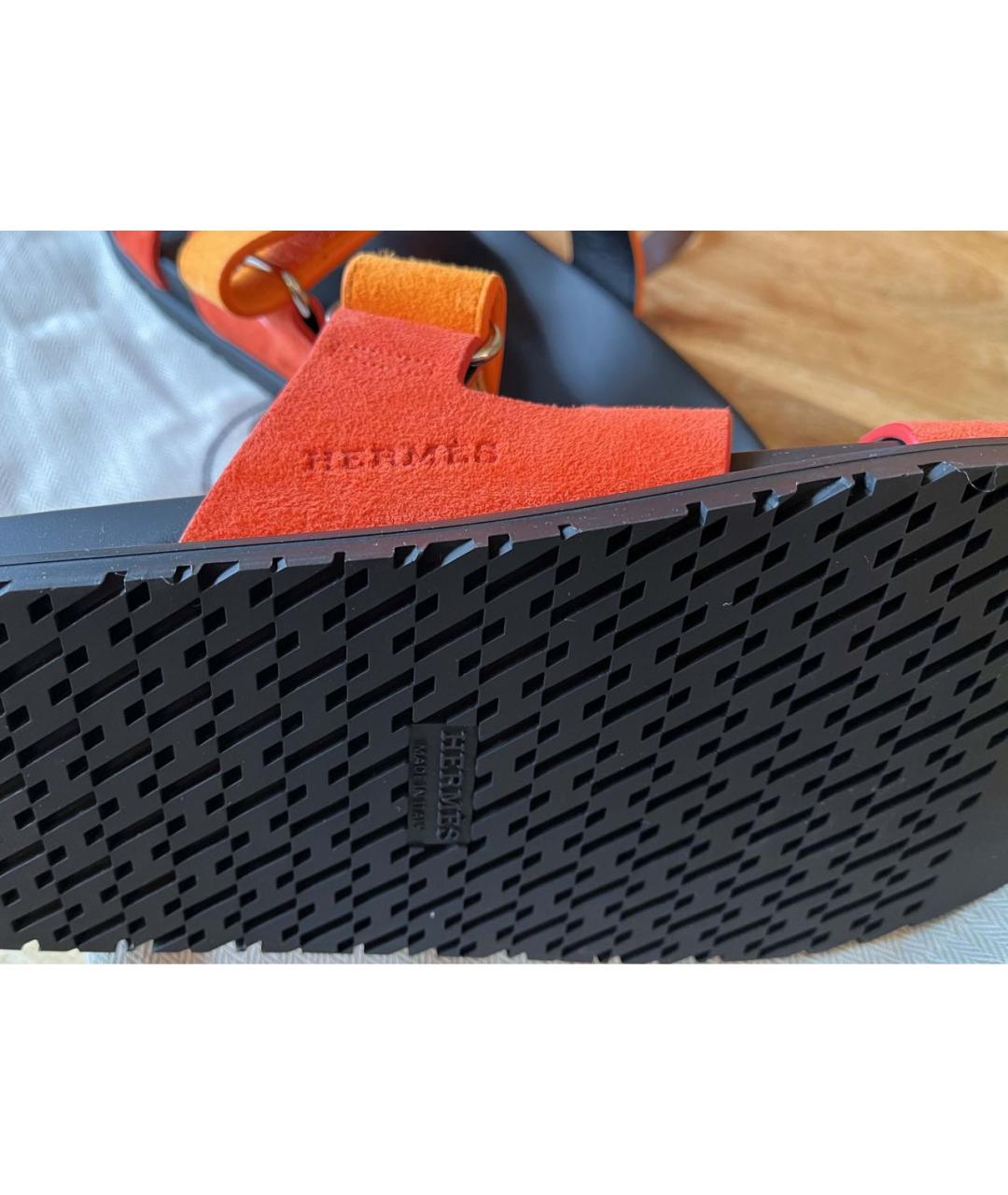 HERMES PRE-OWNED Оранжевое кожаные сандалии, фото 3