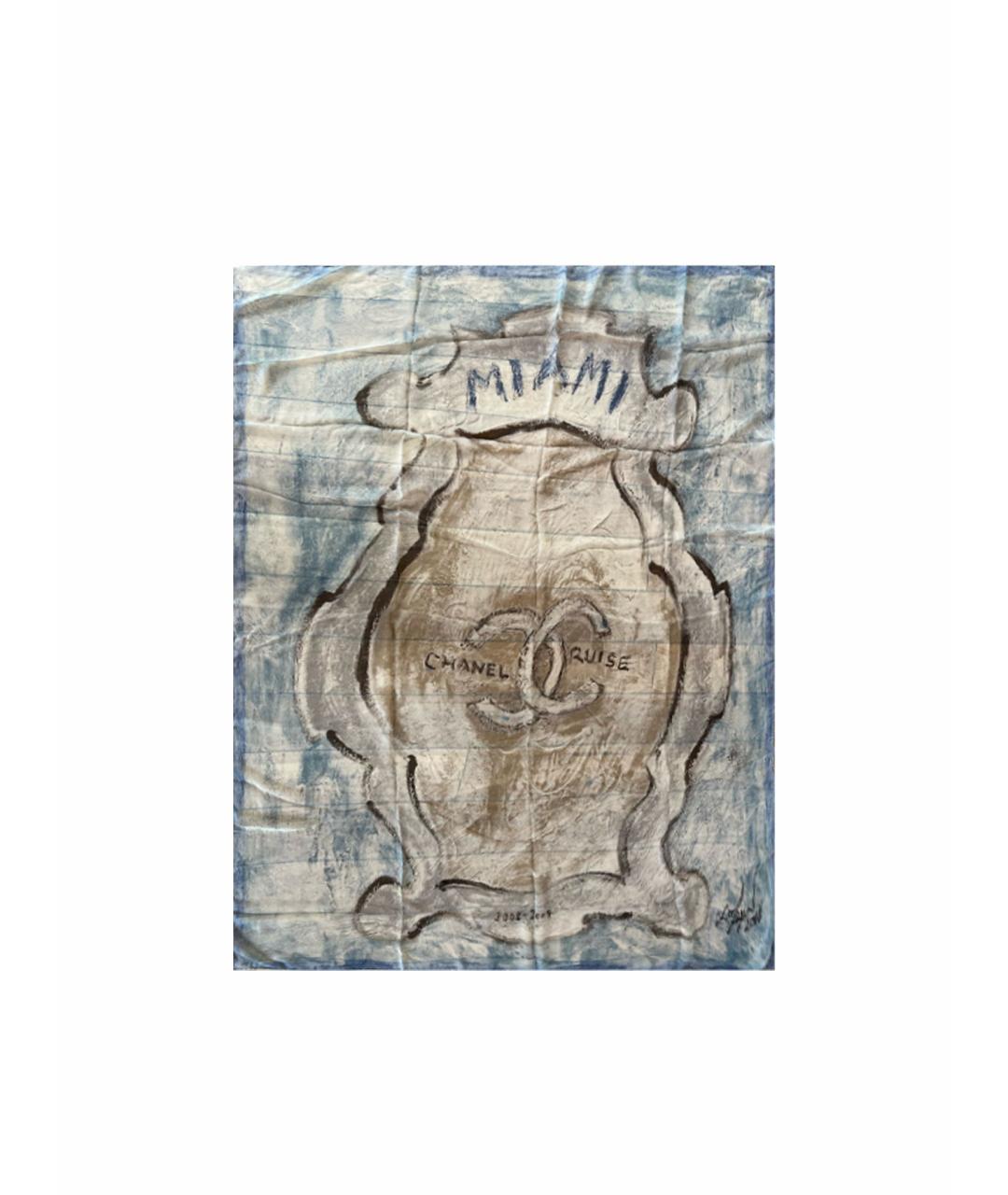 CHANEL PRE-OWNED Голубой шелковый платок, фото 1