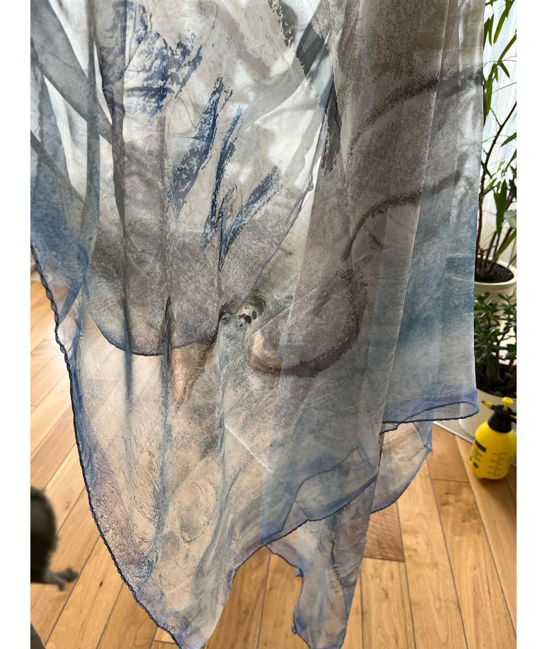 CHANEL PRE-OWNED Голубой шелковый платок, фото 6