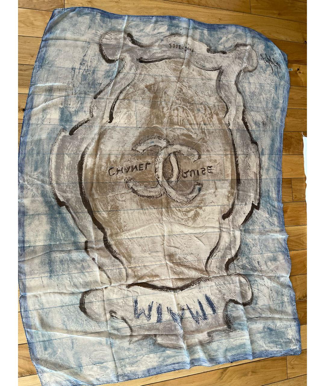 CHANEL PRE-OWNED Голубой шелковый платок, фото 7