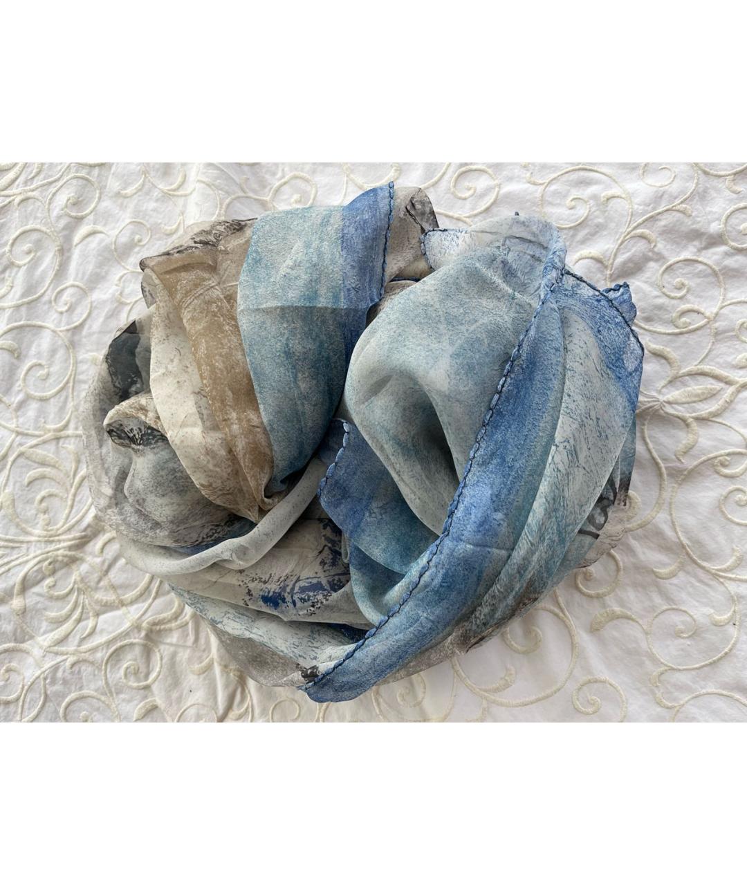 CHANEL PRE-OWNED Голубой шелковый платок, фото 2