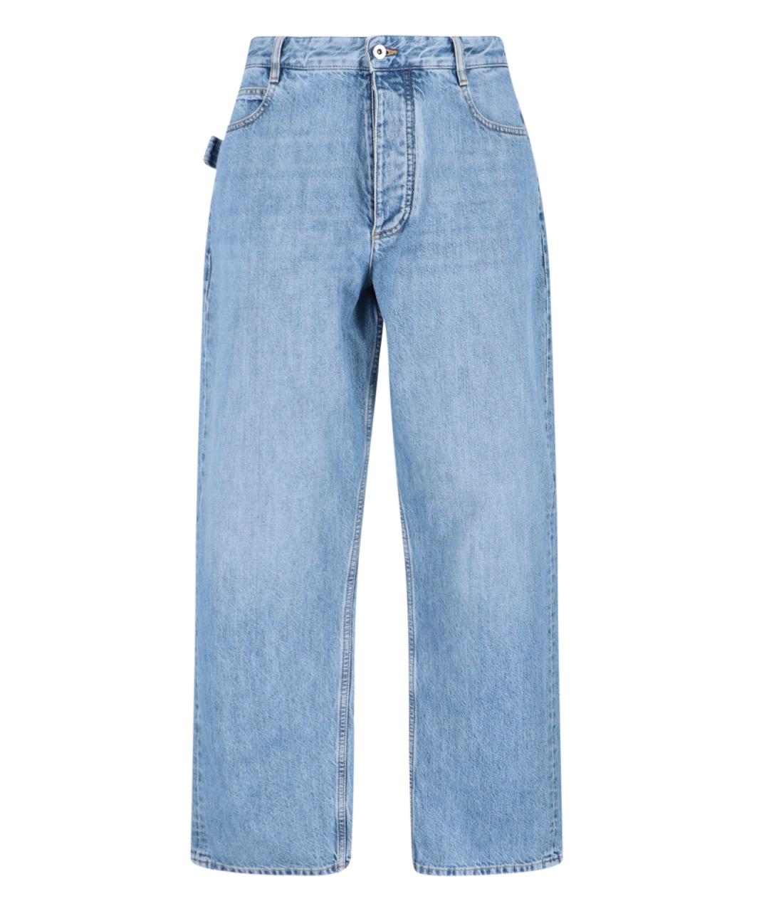 BOTTEGA VENETA Голубые хлопковые прямые джинсы, фото 1